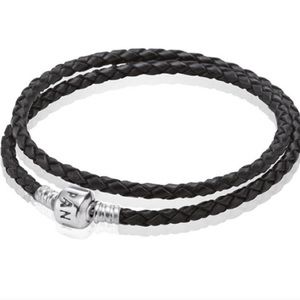 Pandora | Black Braided double leather Bracelet
